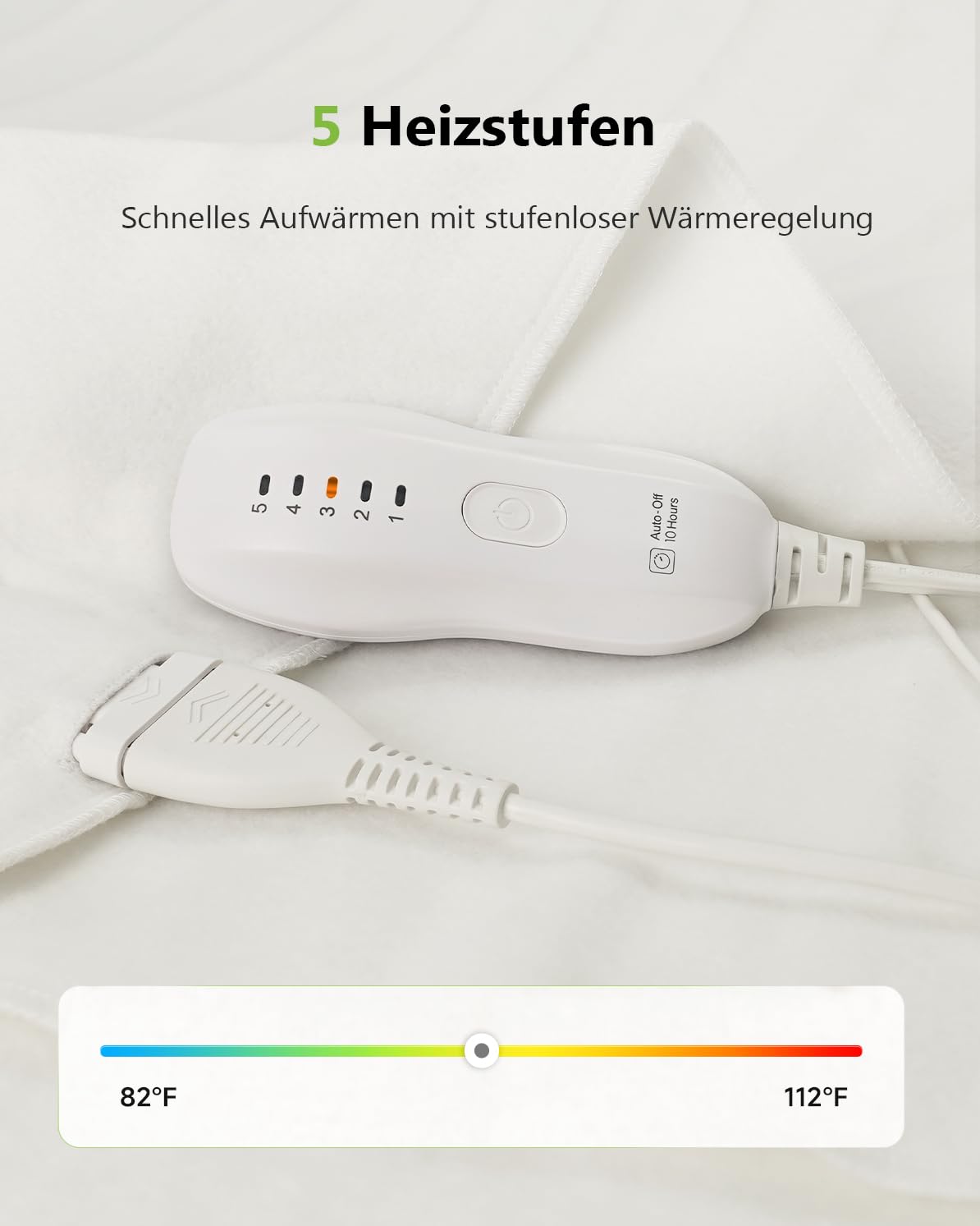 GOTCOZY Heizdecke Wärmeunterbett - Elektrische Wärmedecke mit Abschaltautomatik 10 Stunden Timer und 5 Wärmestufen Überhitzungsschutz Wärmedecke für Gängigen Matratzen Maschinenwaschbar 160x140cm