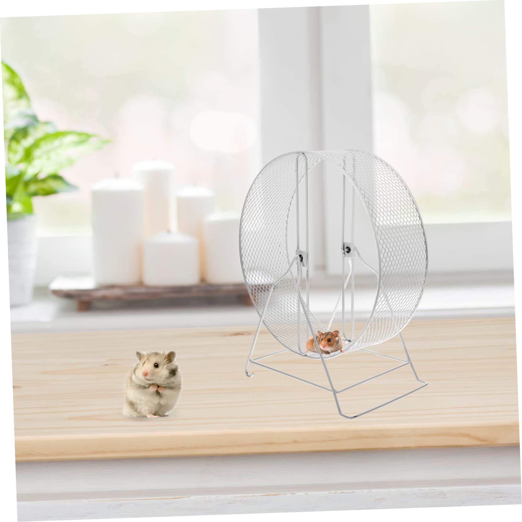 Angoily Roue de Hamster Silencieuse en Métal Blanc avec Fonctionnement Silencieux et Sécurité, Accessoire pour Petits Animaux comme Hérisson ou Chinchilla