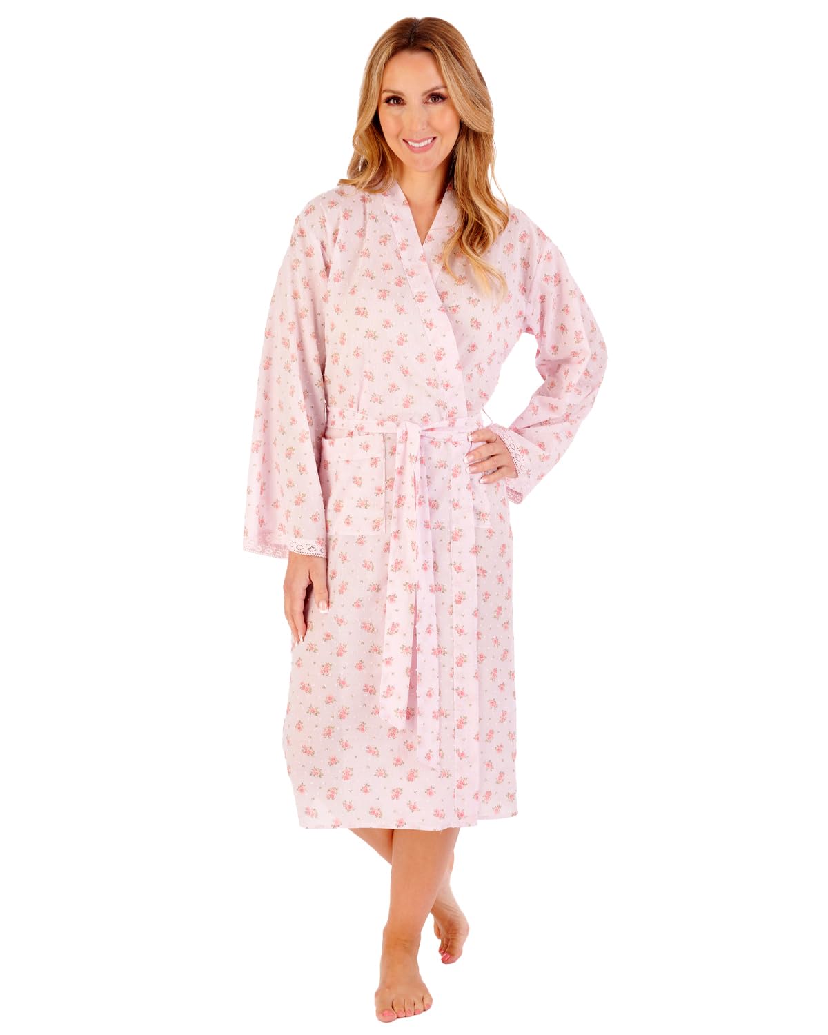 Slenderella Floral Dobby Spot Robe HC05214 Pink 12-14