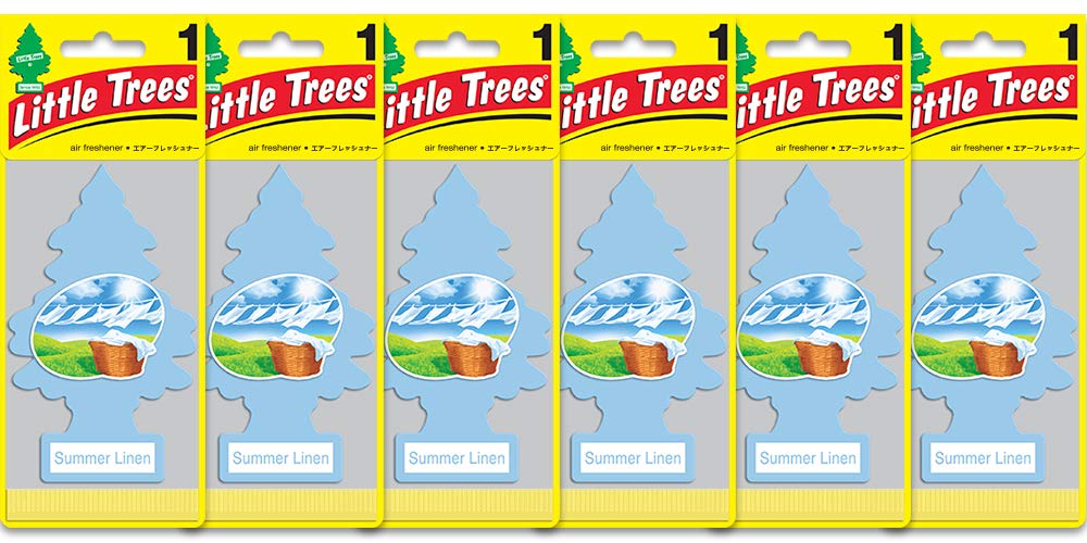 LITTLE TREES Car Air Freshener | Hanging Paper Tree for Home or Car | Summer Linen | 6 Pack