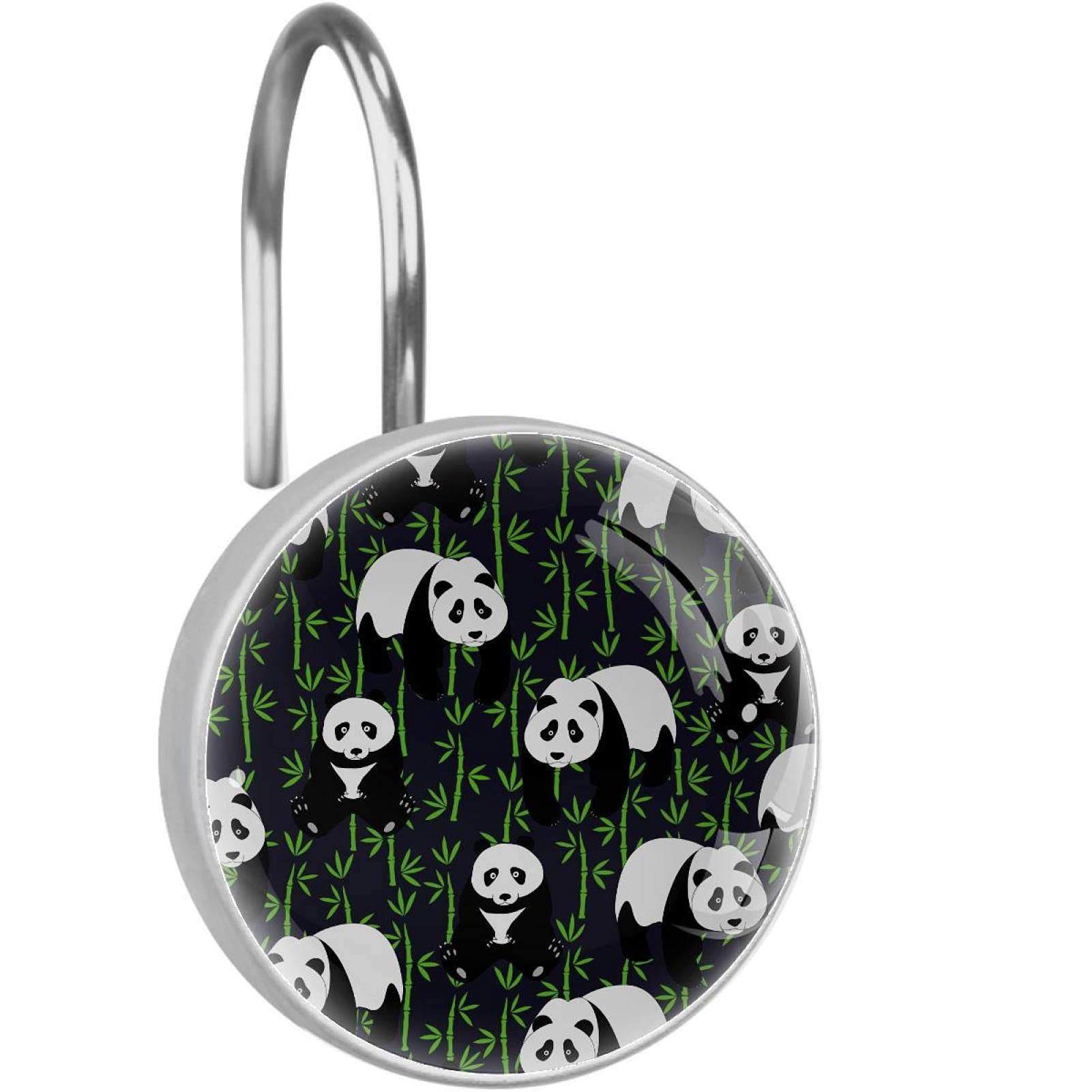 Crochets rideau de douche en acier inoxydable lot de 12 anneaux décoratifs panda