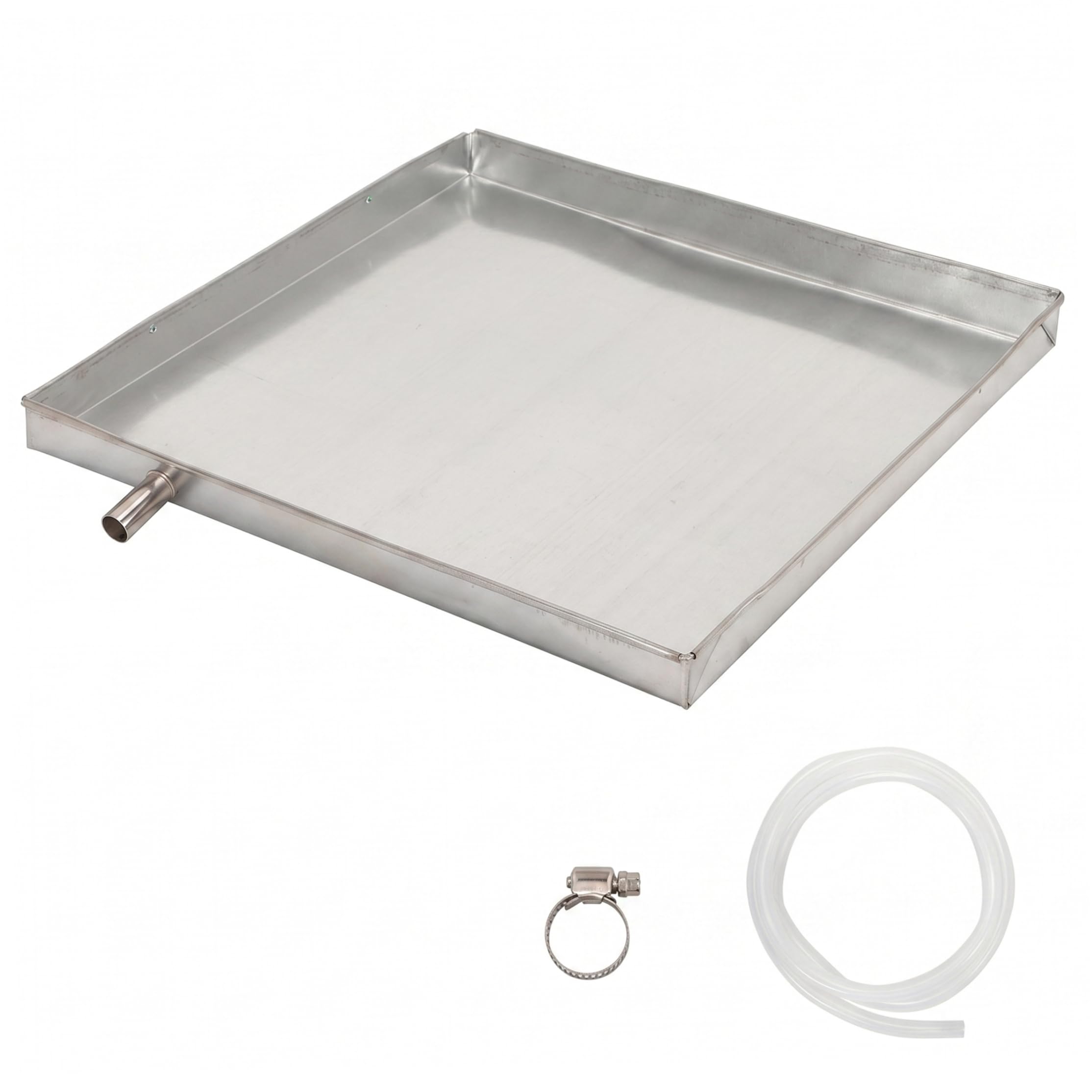 Tsawntd Drain Pan, Square Galvanized Iron Ac Drain Pan - Condensate With 2m Hose & Clamp For 1-5p Air Conditioner Units condensate pans ac drip