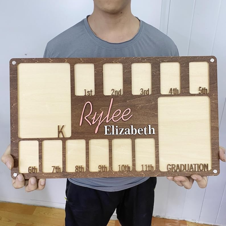 Grades 1-12 School Year by Year School Keepsake, Student Memories, K-12 School Photo Frame, Grad Party Picture Frame, White