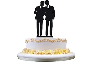 Gay Wedding Cake Topper, Black Color Acrylic Silhouette Couple Groom and Groom