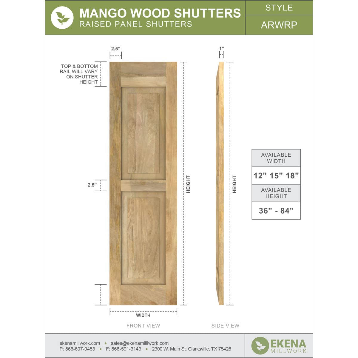 Perfect Shutters Premier Louver Exterior Decorative Shutter, 15