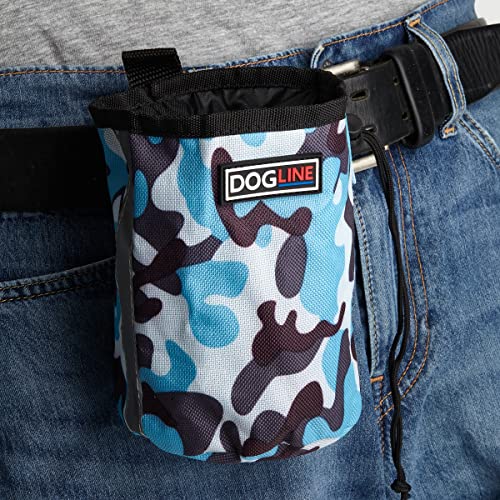 Image of Dogline Dog Treat Pouch: Puppy Training Bag, Pet Kibbles and Snacks Holder, Litter Waste Bags Dispenser with Adjustable Drawstring Closure, Large Capacity with Mesh Pocket, Strong Nylon Material
