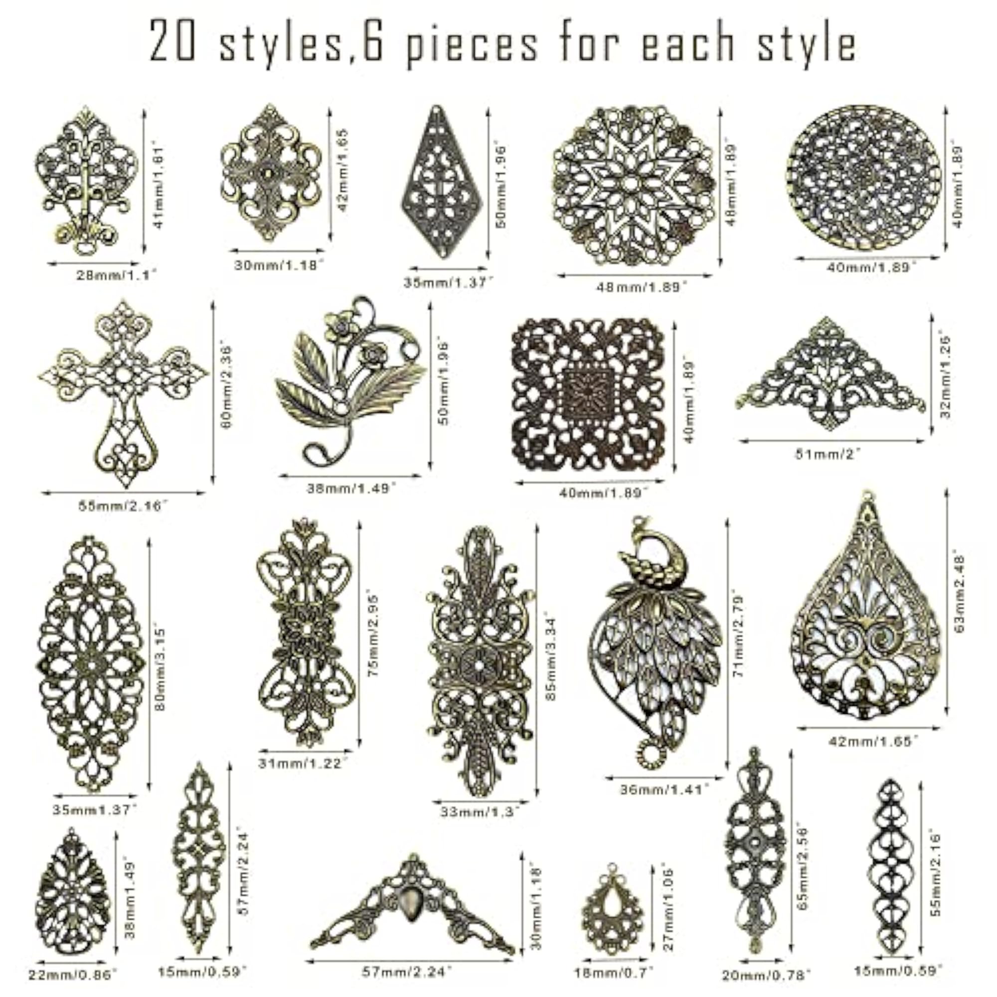 Antique Bronze Filigree Connectors for DIY Crafts