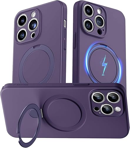 Funda para iPhone 14 Pro Max con soporte magnético invisible protección militar contra caídas compatible con MagSafe antihuellas, interior de espuma