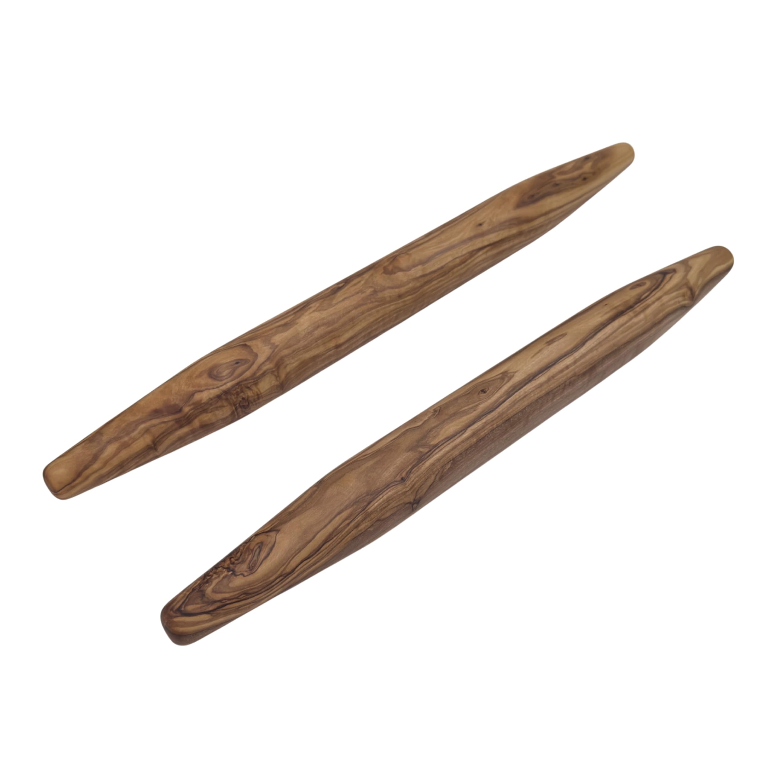 Nudelholz aus Olivenholz „Harmonie“ Ø 4 cm – Französisches Nudelholz (ohne Griffe), Teigroller Holz für Pizza, Pasta, Brot & Gebäck (Länge: 40 cm)