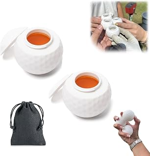 Golf Ball Shaped Shot Glass, 1.5oz Cool Plastic Party Decorations, Perfect Present for Golf Enthusiasts, Novelty Glasses (2Pcs)