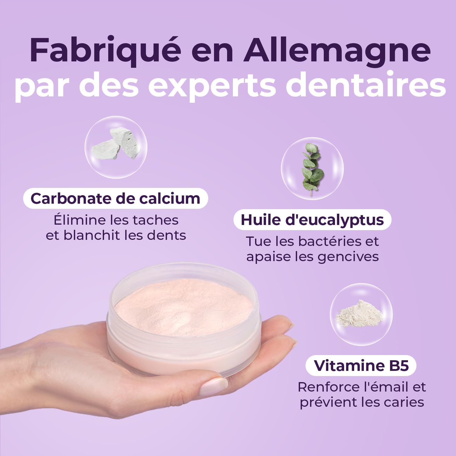 Poudre de blanchiment des dents Onlysmile pour dents blanches | Blanchiment dentaire professionnel | Effet nettoyant visible | Blanchisseur de dents sûr et indolore - Nettoyage cosmétique des dents