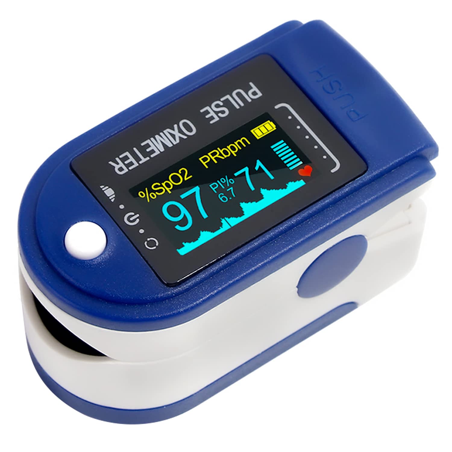 Allextreme Fingertip Pulse Oximeter with OLED Display Blood Oxygen SpO2 Saturation Level, Heart Rate Monitor & Waveform Sensor