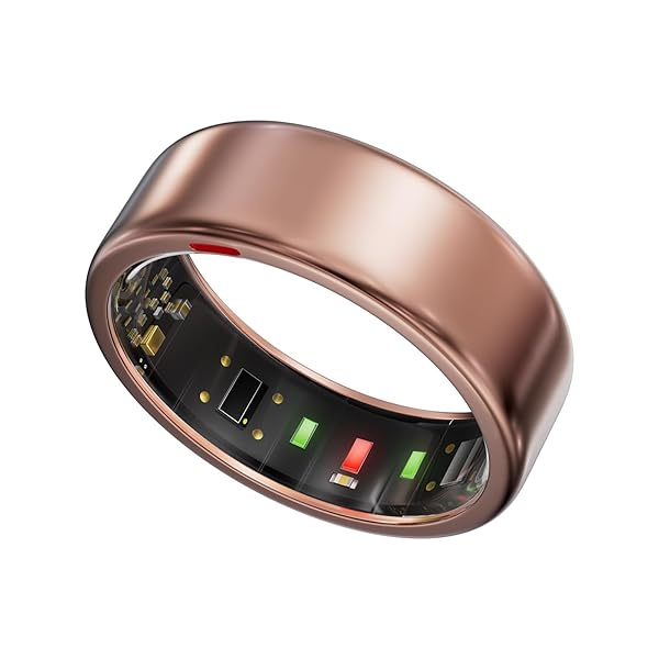 POBOVi Smart Ring for Women Men- Sleep/Fitness/Stress/Heart Rate Tracker- Menstrual Records - 7 Days Battery Life - Wireless Charging - No APP Subscription - iOS & Android Compatible(Rosegold, 12)