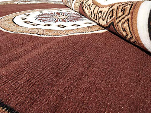 Image of BCF Area Rug 6X8 feet, Brown HB26 Carpet for Home Decor | Easy to Clean, Anti-Skid Ideal for Living Room, Bedroom, Hall