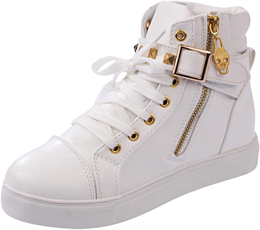 Lifeng Womens Canvas Lace-up Zipper Increat Confortable Sports Shoes(6 B(M) US, White)