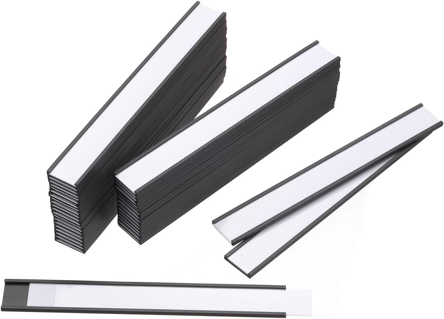 MECCANIXITY Label Holders 0.75" x 6" C Channel Rubber Magnetic for Metal Shelves Organize, Office File Cabinets Pack of 30