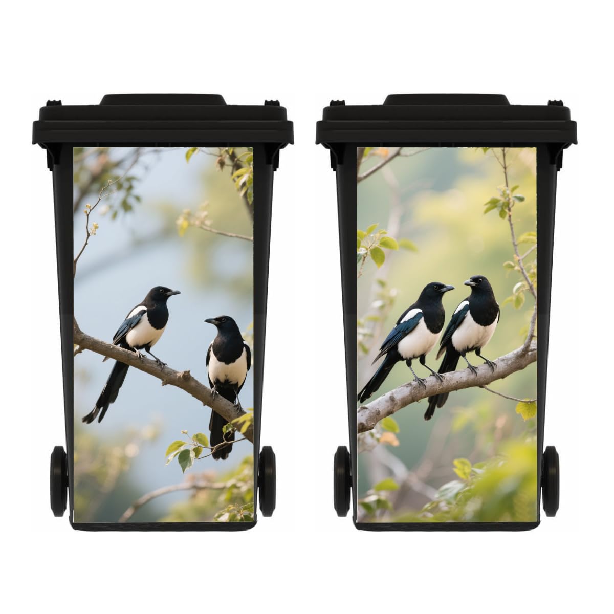 PLOIKM 2Pieces Wheelie Bin Stickers Bird Self Adhesive Dustbin Sticker Decorative Decal for House Decoration, Fridge, Bins Wall, Indoor Outdoor