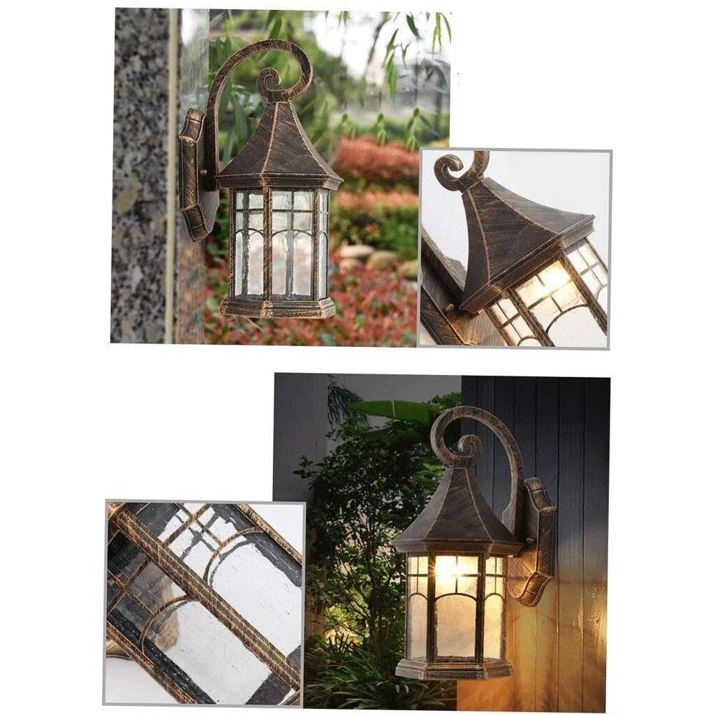 Wejścia Lampa Zewnętrzna Wodoodporne Zewnętrzne Lampy Ścienne, Aluminiowe, Szklane, Kinkiety, Zabytkowe Do Ogrodu, Willi Na Korytarz Oświetlenie Ogrodu(Bronze)