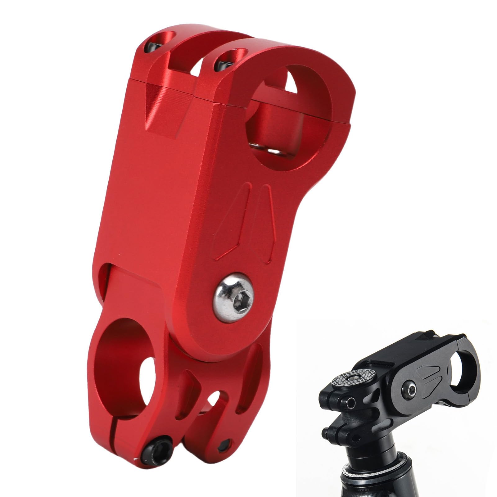 Attacco Manubrio per Bicicletta Rosso in Lega di Alluminio Ammortizzante Attacco Manubrio per Mountain Bike Bici da Strada Leggero Resistente e Stabile per Giri