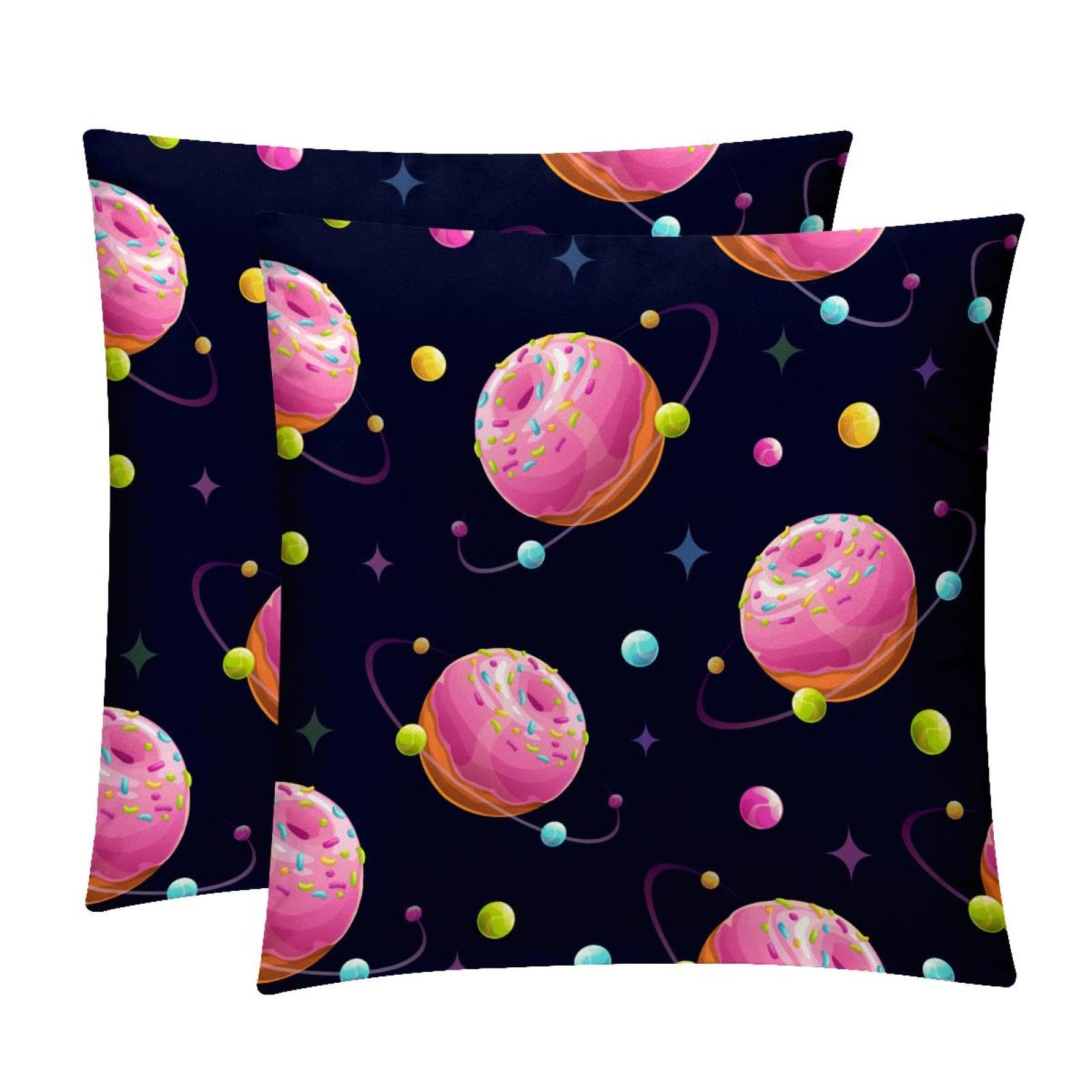 TDGKPZ Donut Planet Throw Pillow Covers 2 Pack Cushion Cases Decorative Pillow Cases Home Decor 45x45cm