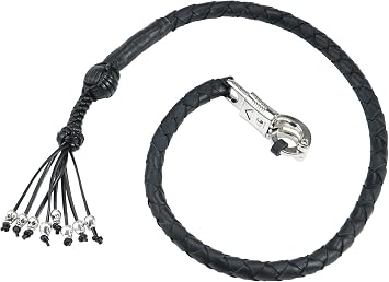 36 "دراجة نارية المقود الحصول على العودة جلد حقيقي راكب الدراجة النارية سوط مع شعارات الجمجمة 9 ألوان الأسود