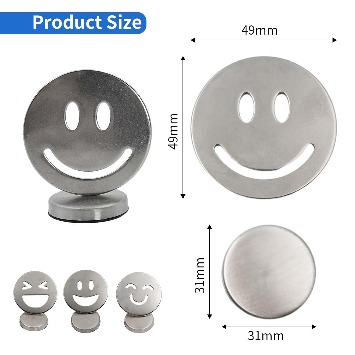 Tischdeckenbeschwerer Magnetisch - 8-tlg Smiley Set | Edelstahl