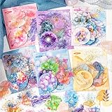 Alideco 120枚 フレークシール コラージュ 素材 ペーパー 素材紙 レースユートピアステッカーレトロ水彩のグラデーション銀河花火花卉 海外韓国 シール帳 ，メモ用紙ノート素材、日記装飾用品 (liuguangmengjing)