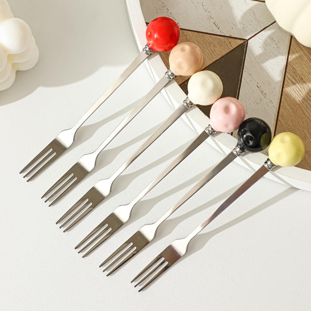 (6 Stück) Edelstahl Obstgabel Set Vorratsglas Haushalt Dessert