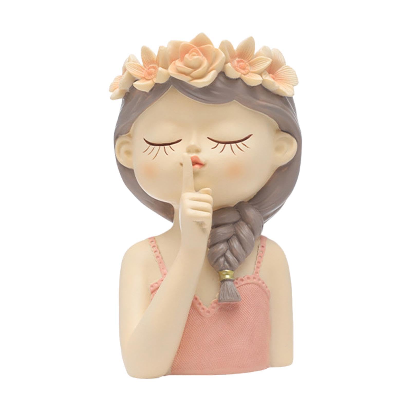 PIXZCSA Resin Face Plant Pot Holder Decorations Multipurpose Maiden Bust Planter Flower Pot Pen Holder Or Table Statue Bust Vase Planters Portrait Planter