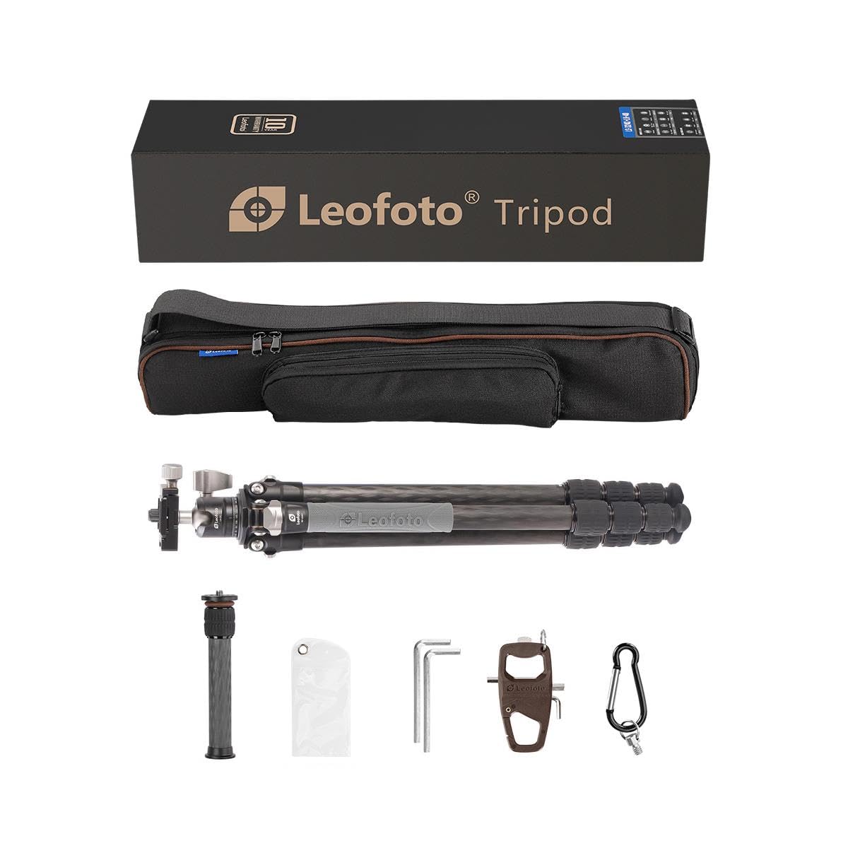 Leofoto - Ranger - Trípode de Carbono para cámaras - Incluye Cabezal esférico - Capacidad de Carga de 6 kg - Pies Extensibles - Altura mínima de 5,7 cm a una Altura máxima de 109 cm - RF-224C+