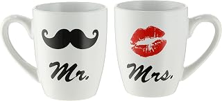 Partner Kaffeetasse Mr. & Mrs. - 2er Set - Porzellan Tasse mit Aufdruck im Geschenkset - Verlobung Hochzeit Jahrestag Geschenk spülmaschinenfest