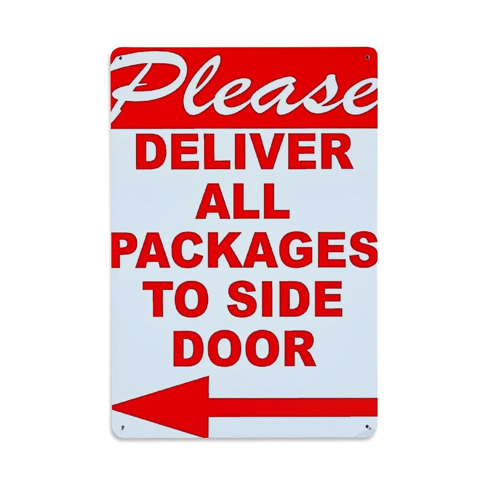 Jdfenggu Vintage Please Deliver All Packages To Side Door- Retro Metal Tin Sign, Decor Art Poster For Bar, Home, Man Cave, Kitchen, Laundry Room Gift 8X12inch