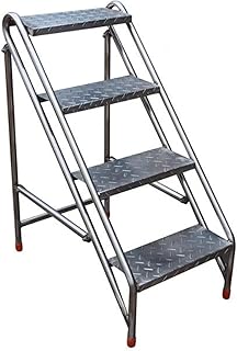 Folding Ladder 4 Step Ladder with Handrails, Folding Step Stool with Wide Anti-Slip Pedal, Sturdy Steel Ladder for Adults for Home Kitchen Library Office 330 LBS Capacity for Home