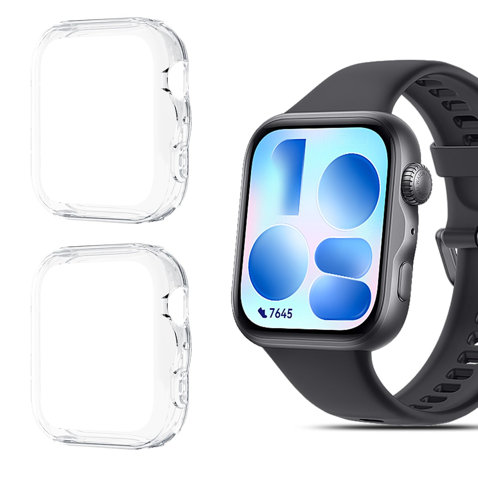 QULLOO Case for Huawei Watch Fit 5 Pro Screen Protector, Ultra Thin TPU Full Protection Protective Case Case for Huawei Watch Fit 5 Pro, Transparent*2