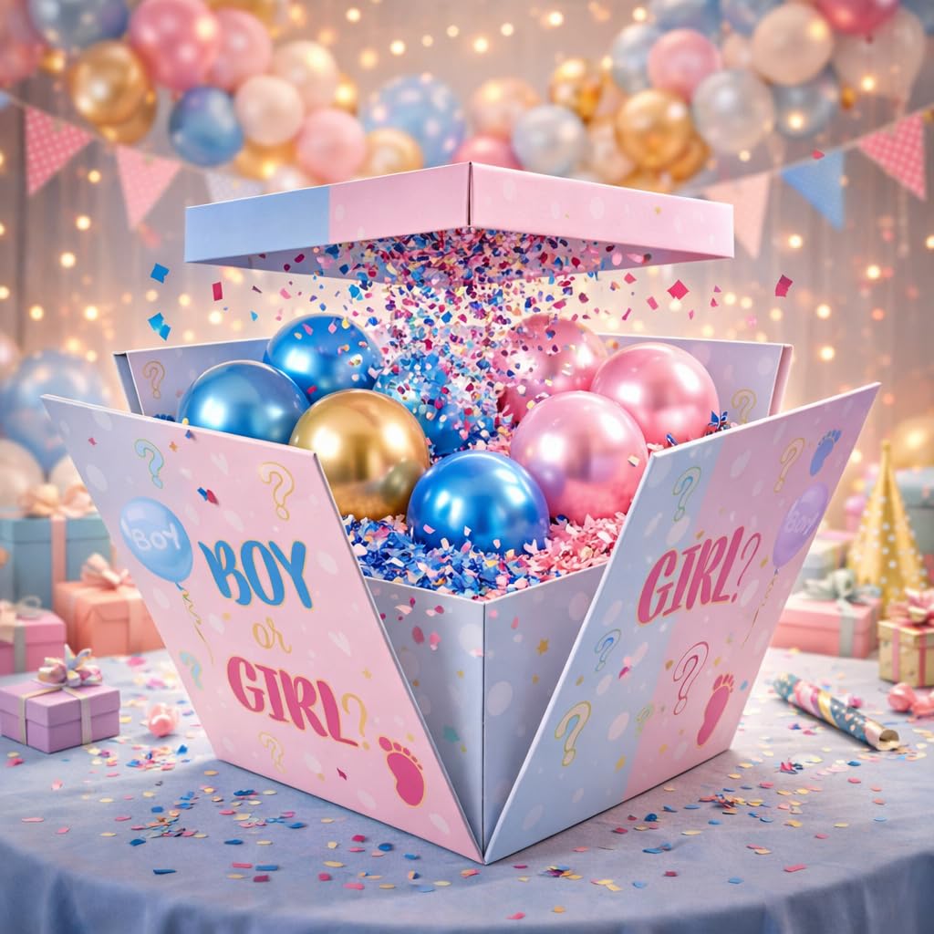 Scatola Regalo con Palloncini, Confezione Sorpresa per Compleanno, Scatola Sorpresa con Palloncini per Dichiarazioni d'Amore