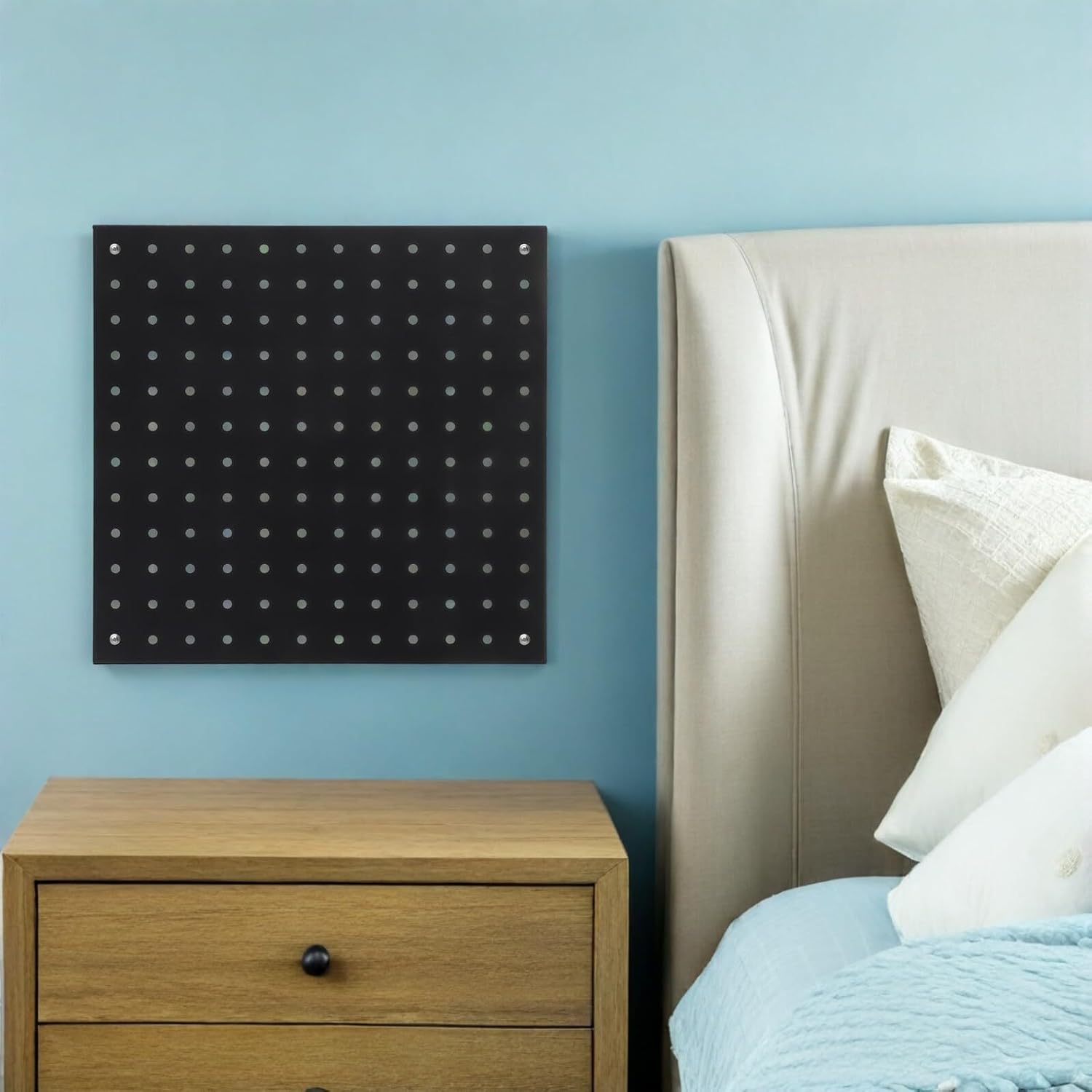 OUNONA 5cm四方ペグボード壁パネル 4個セット ブラック金属製 工具収納 ガレージ壁オーガナイザー キッチン オフィスの多用