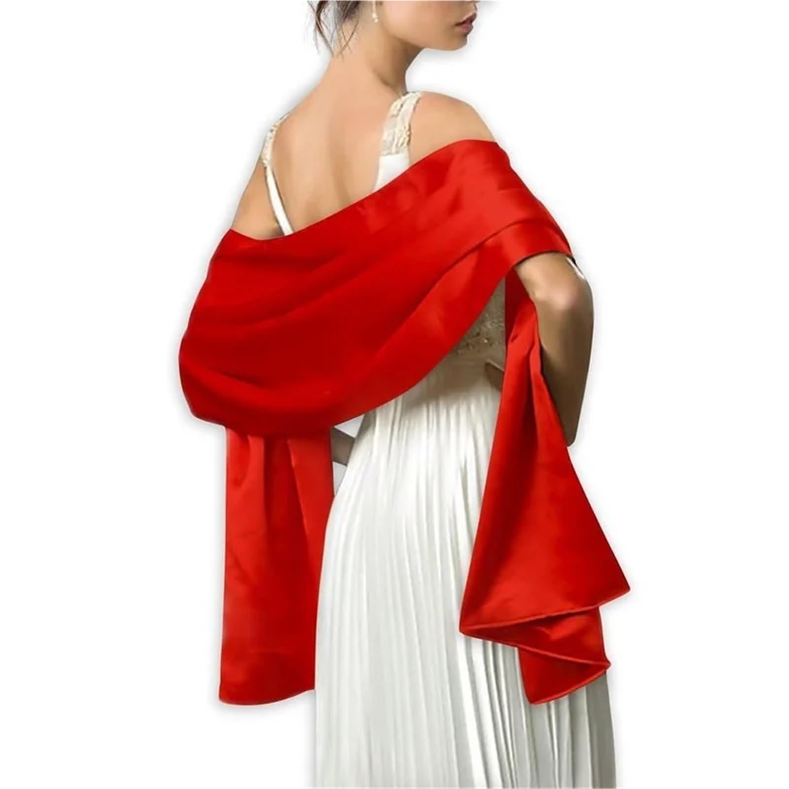 Chal de Boda Hermosa mujer chal abrigo 200 * 45 CM largo fiesta de boda blanco