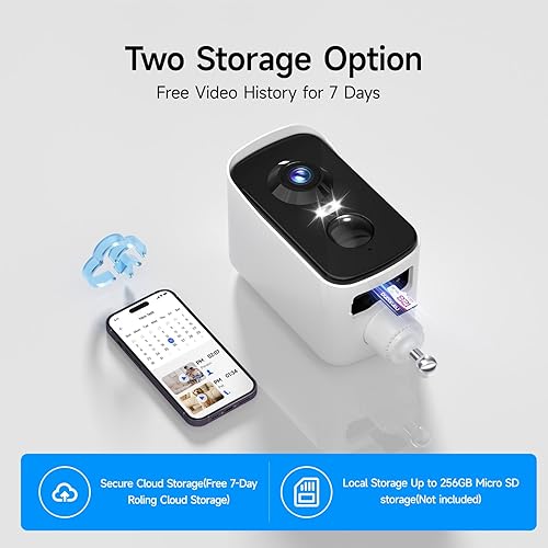 Miniatura 6 de fanxiang Cámara de seguridad inalámbrica 2K con batería recargable para exteriores, WiFi, rotación panorámica de 300, detección de movimiento AI,