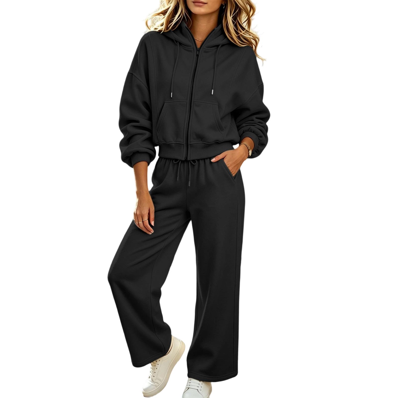 Completo Tuta Donna Felpa e Pantaloni Completo per Jogging Correre Fitness