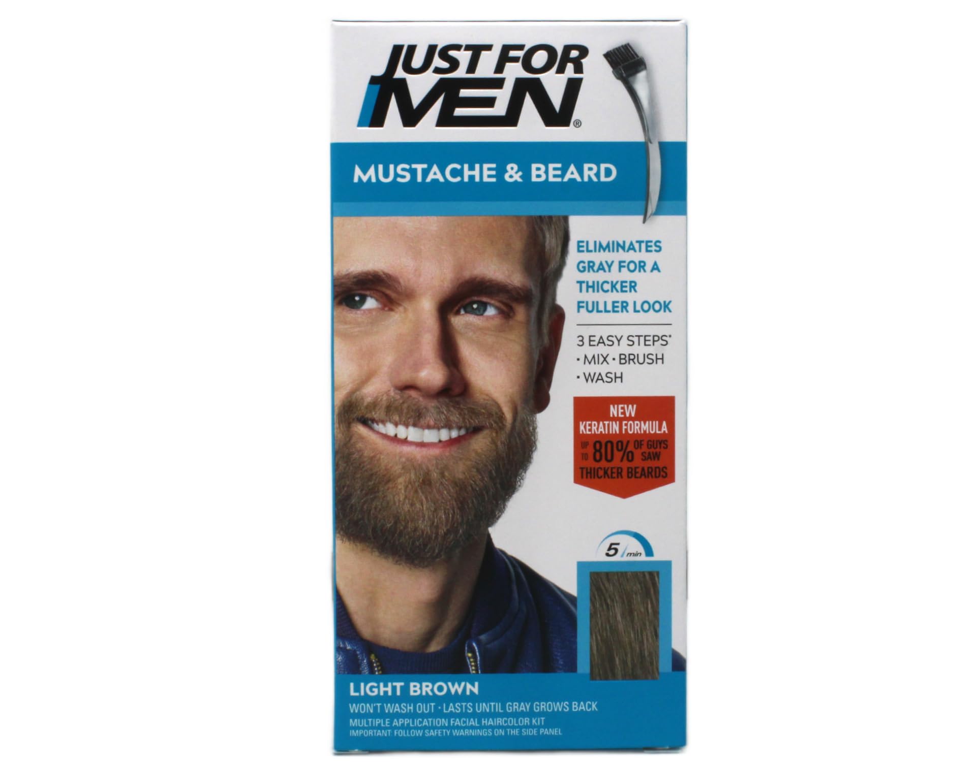 Just for Men Solo per gli uomini Spazzola-in Color Gel, baffi e barba M-25 Capelli scuri 1 Ogni (confezione da 6)