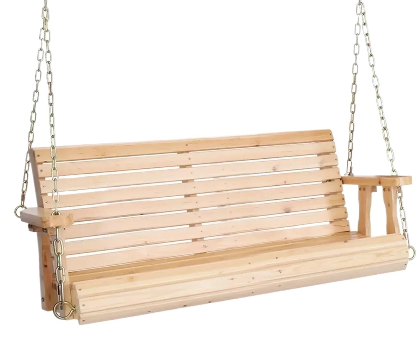 Wooden Swing Bench Patio Wooden Porch Swing For Courtyard & Garden, Heavy Duty 880 LBS Chair Bench With Hanging Chains(Size A)