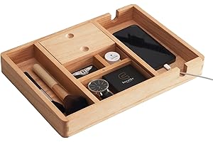 KIRIGEN Wood Nightstand Organizer Tray EDC Tray Jewelry Tray Valet Tray