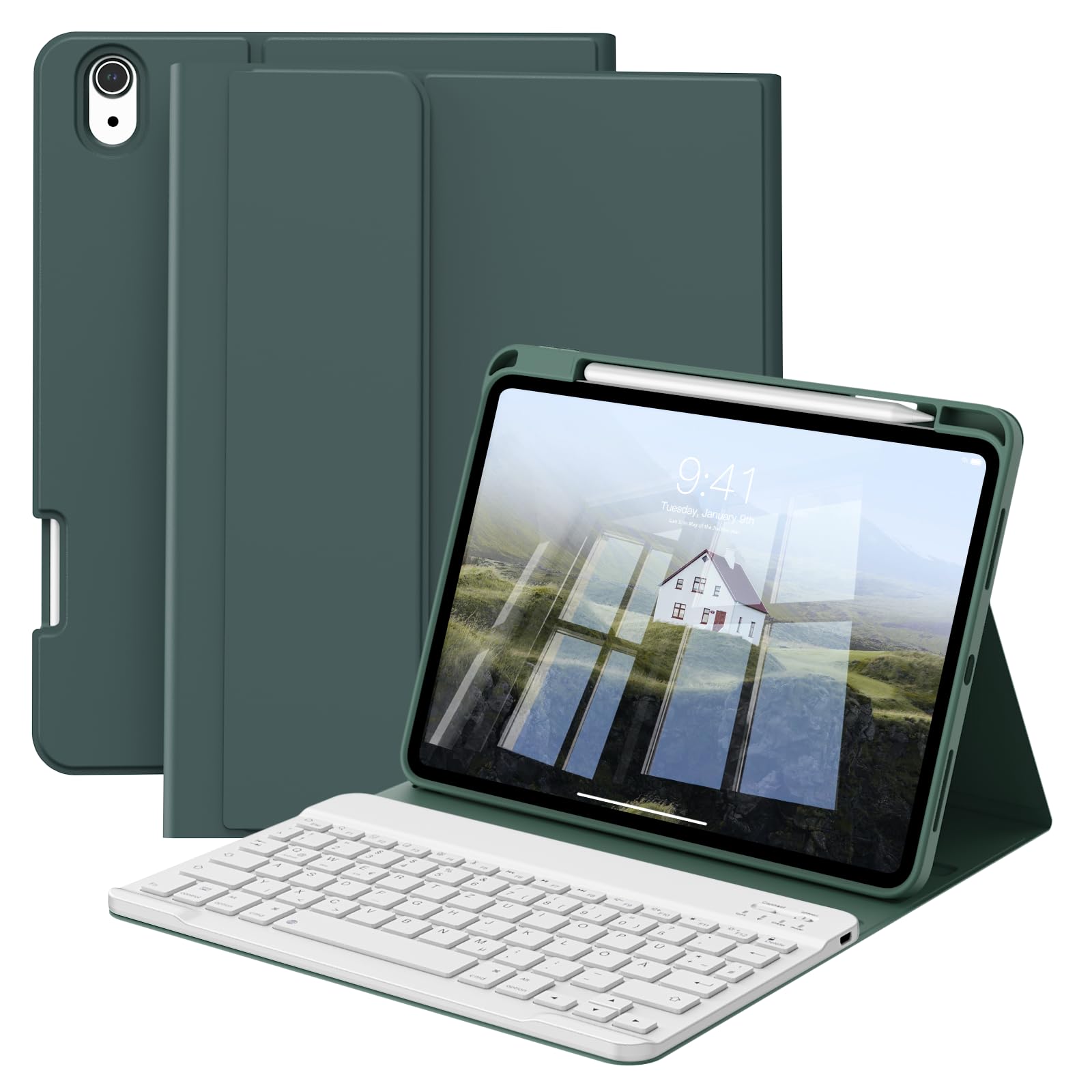 GKABXY Hülle mit Tastatur für iPad 10 Generation 10,9 Zoll 2022, (QWERTZ Layout), Abnehmbare Kabellose Bluetooth Tastatur
