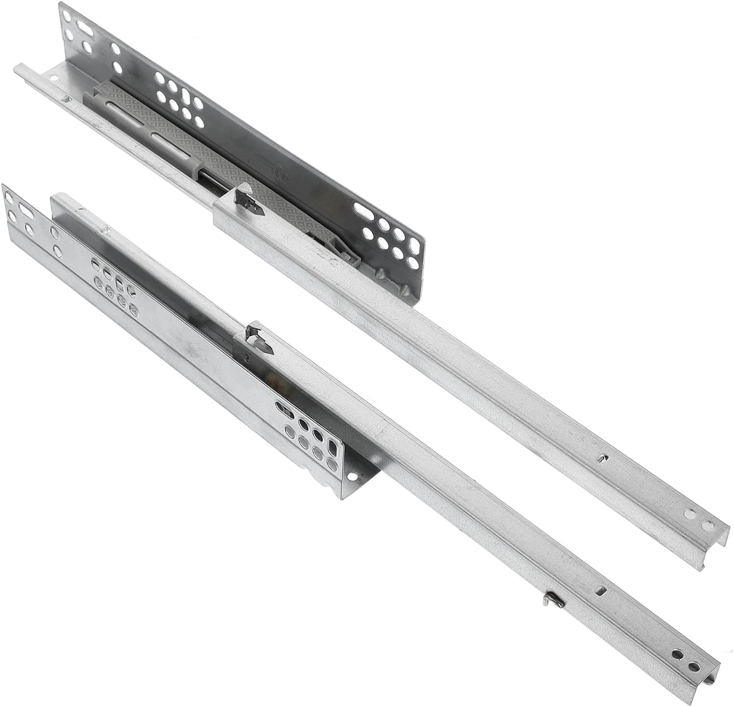 prowadnice do szuflad, 2 szt. Meble dwusekcyjne prowadnice szynowe Szyny kulkowe do montażu na szynie Suwak tłumiący(Silverx3pcs)