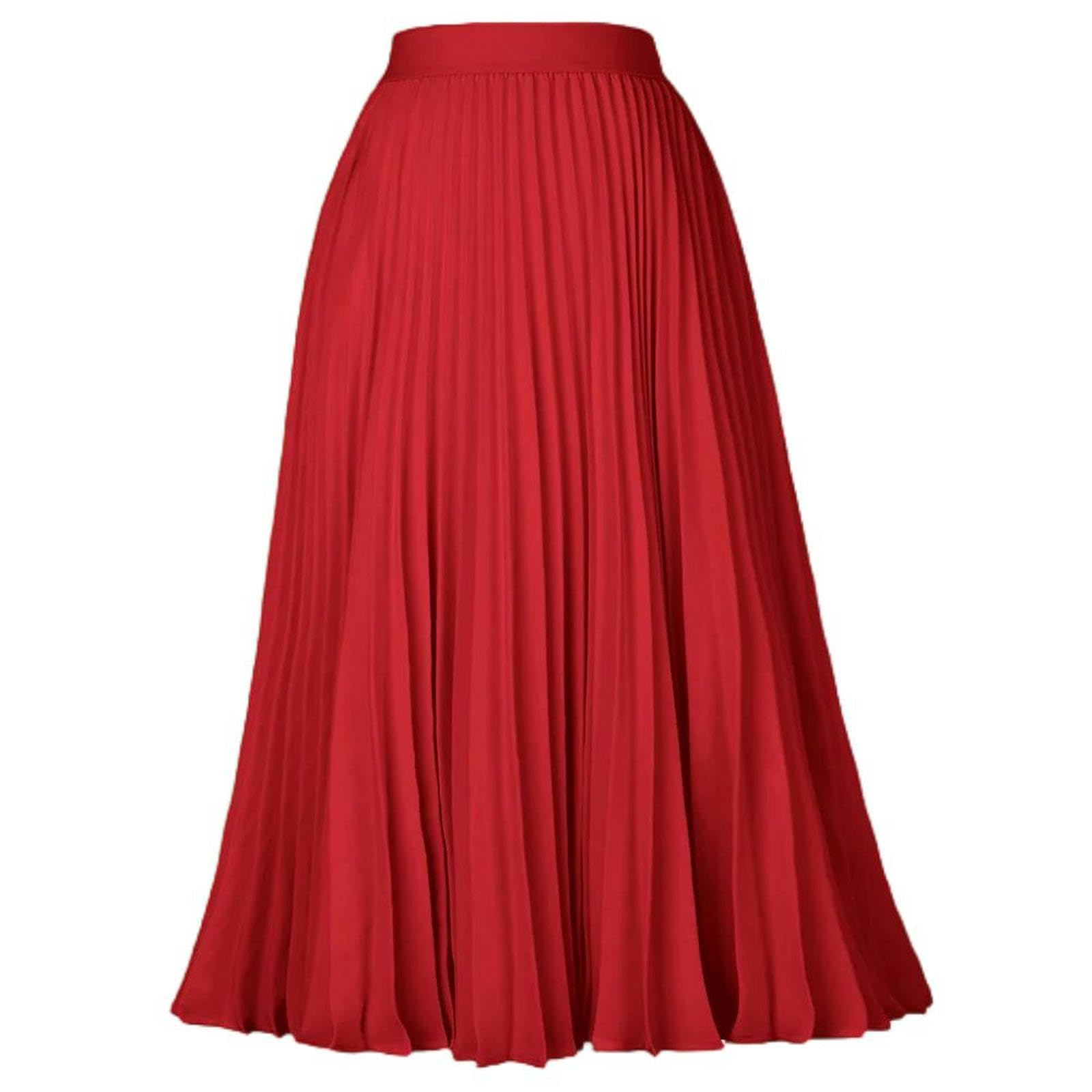 Falda Larga de Mujer para Fiesta de Verano, Elegante, Estilo Skater, Elegante, a la Moda, de Cintura Alta, Plisada, con Vuelo, Falda de Corte A para Mujer, Color Negro, XXL