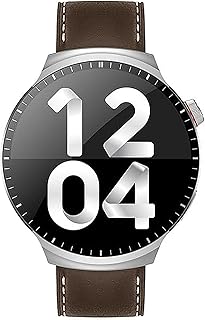 KM Technology Haino Teko Germany (RW-50) Round Screen AMOLED Display Smart Watch With 3 Straps, Wireless cable Charging, Supports Arabic, And More - Silver