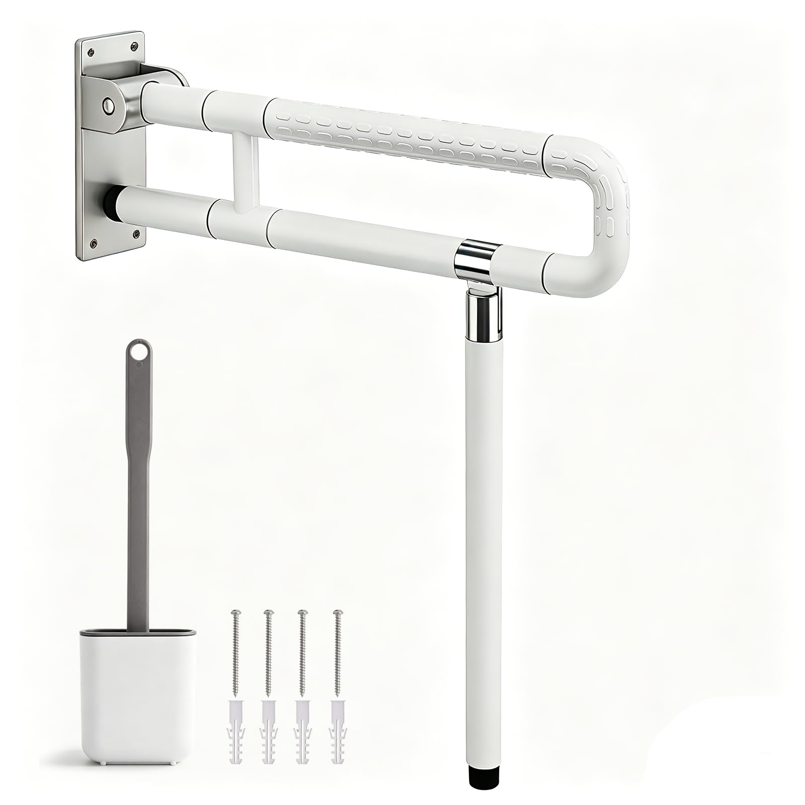 YUCHENGTECH Barra WC Minusvalidos Abatible 75cm Soporta 150 kg,Blanco | Agarraderas Bano para Mayores Acero Inoxidable Asa Seguridad WC para Ancianos Discapacitados Embarazadas