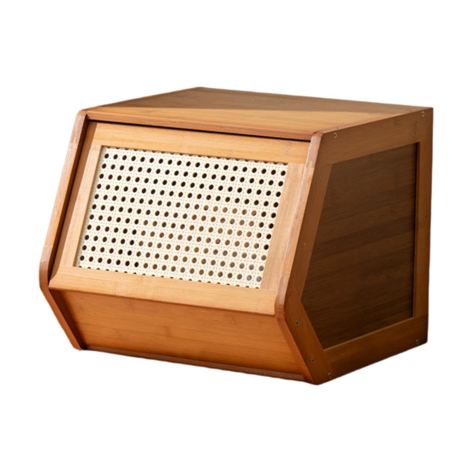 Organizador de Almacenamiento de Bambú, Portátil con Puerta, Práctico Organizador de Escritorio, Caja de Almacenamiento Multifuncional, Organizador El, Marrón 35cmx30cmx31cm, Individual
