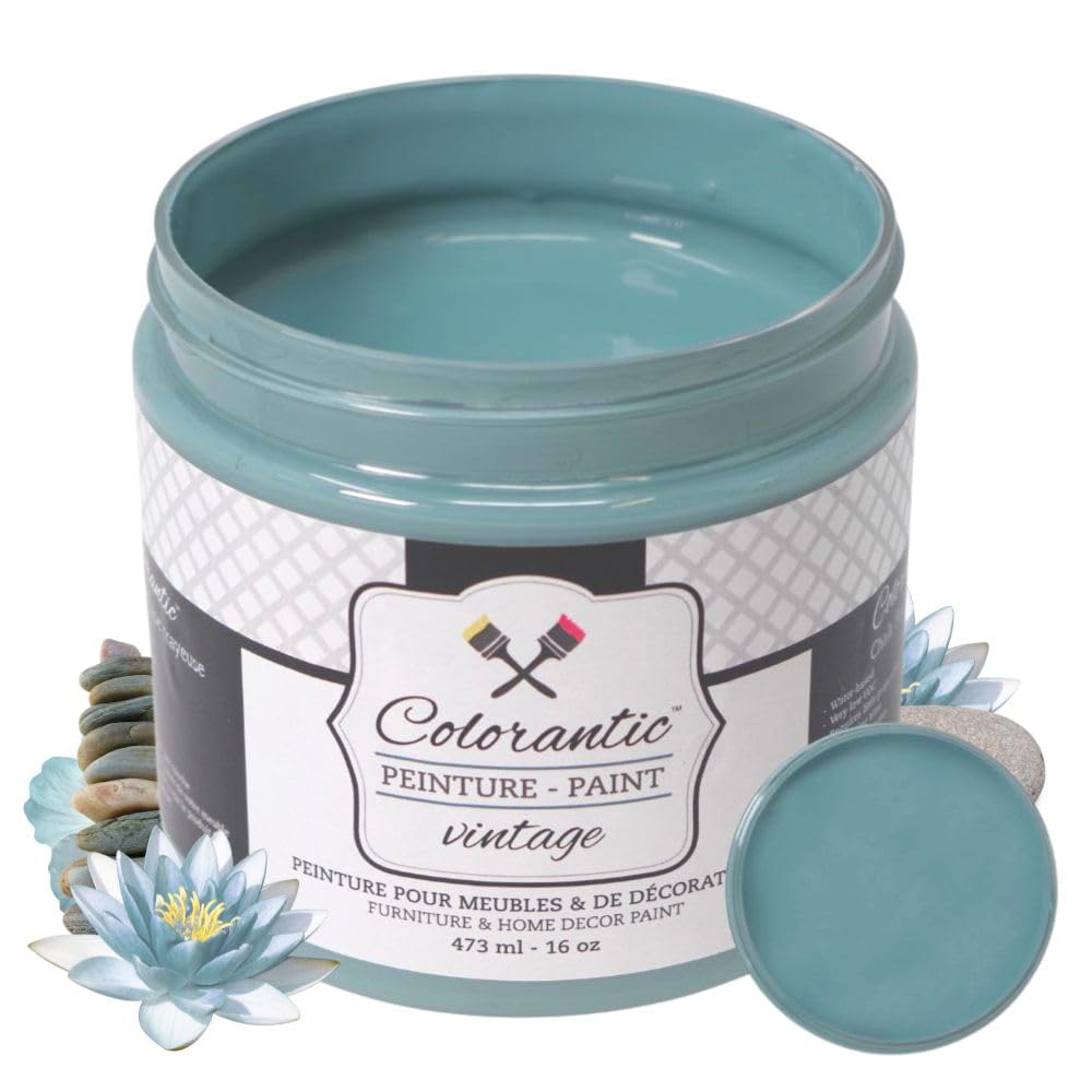 Colorantic | ZEN Chalk Paint Based for Furniture DIY - Multi-Surface Craft Paint | BLUE-GREY COLOR Home Decor Painting (8 oz, Zen)