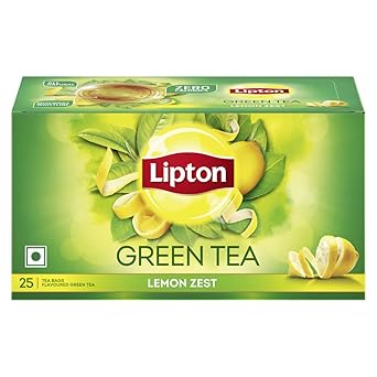 Lipton Lemon Zest Green Tea Bags, 25 Pieces * 1.3g Each, 32.5 gram - image, photos